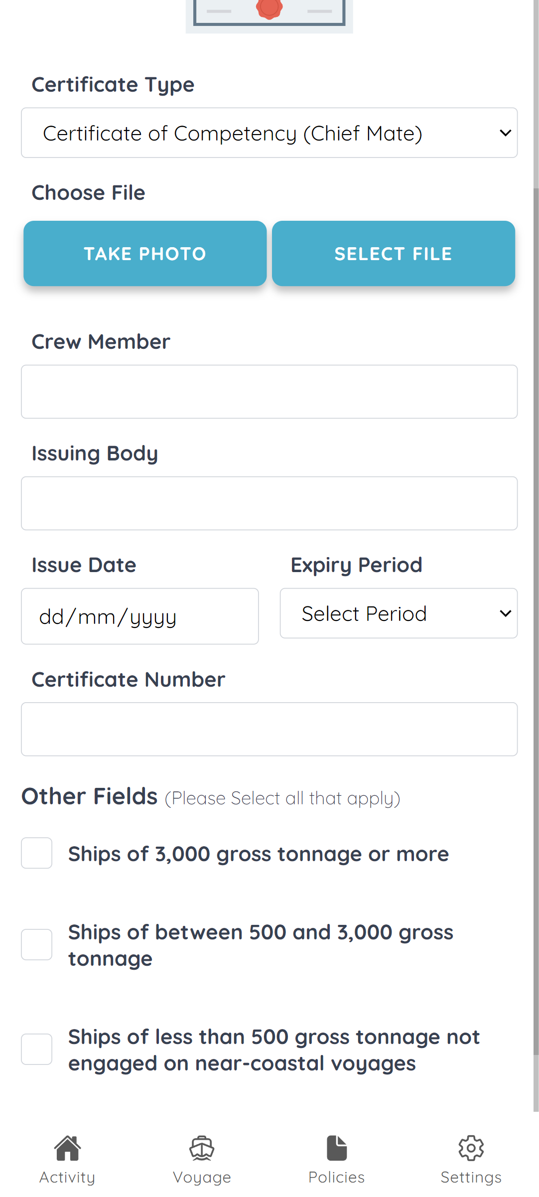 Seafarer Passport Interface